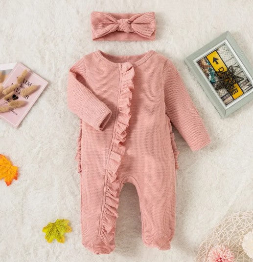 Ribbed Zip Footed Romper