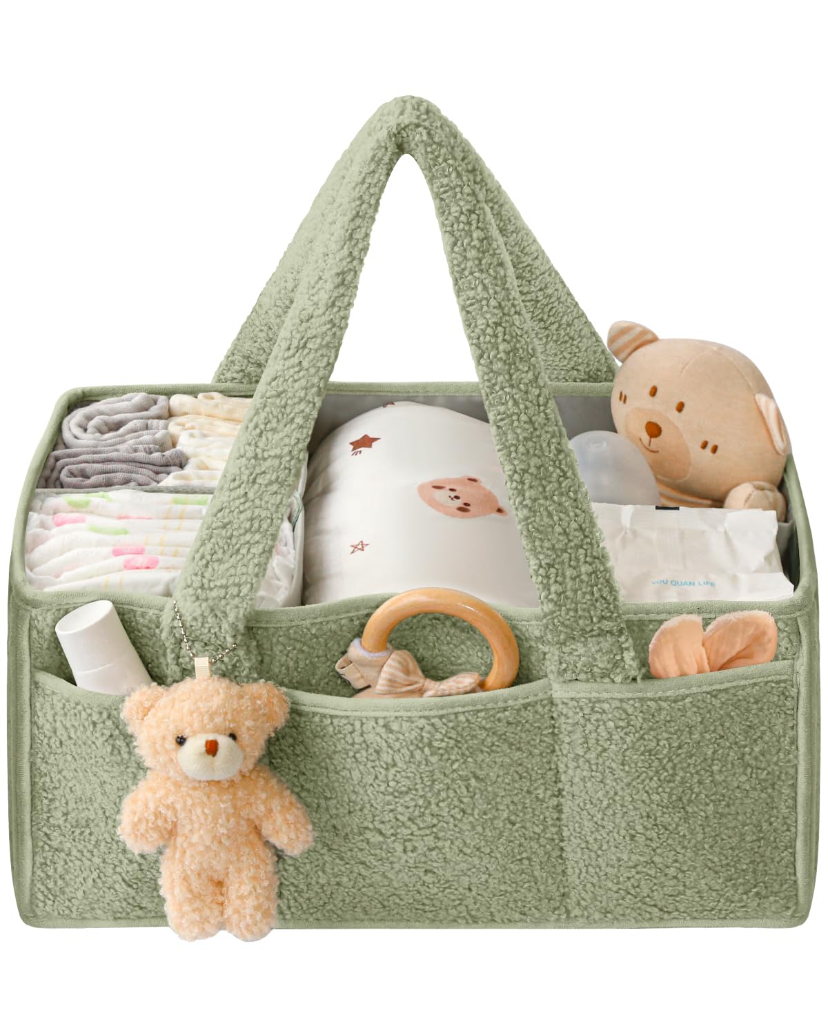 Plush Diaper Caddy Organizer – Green