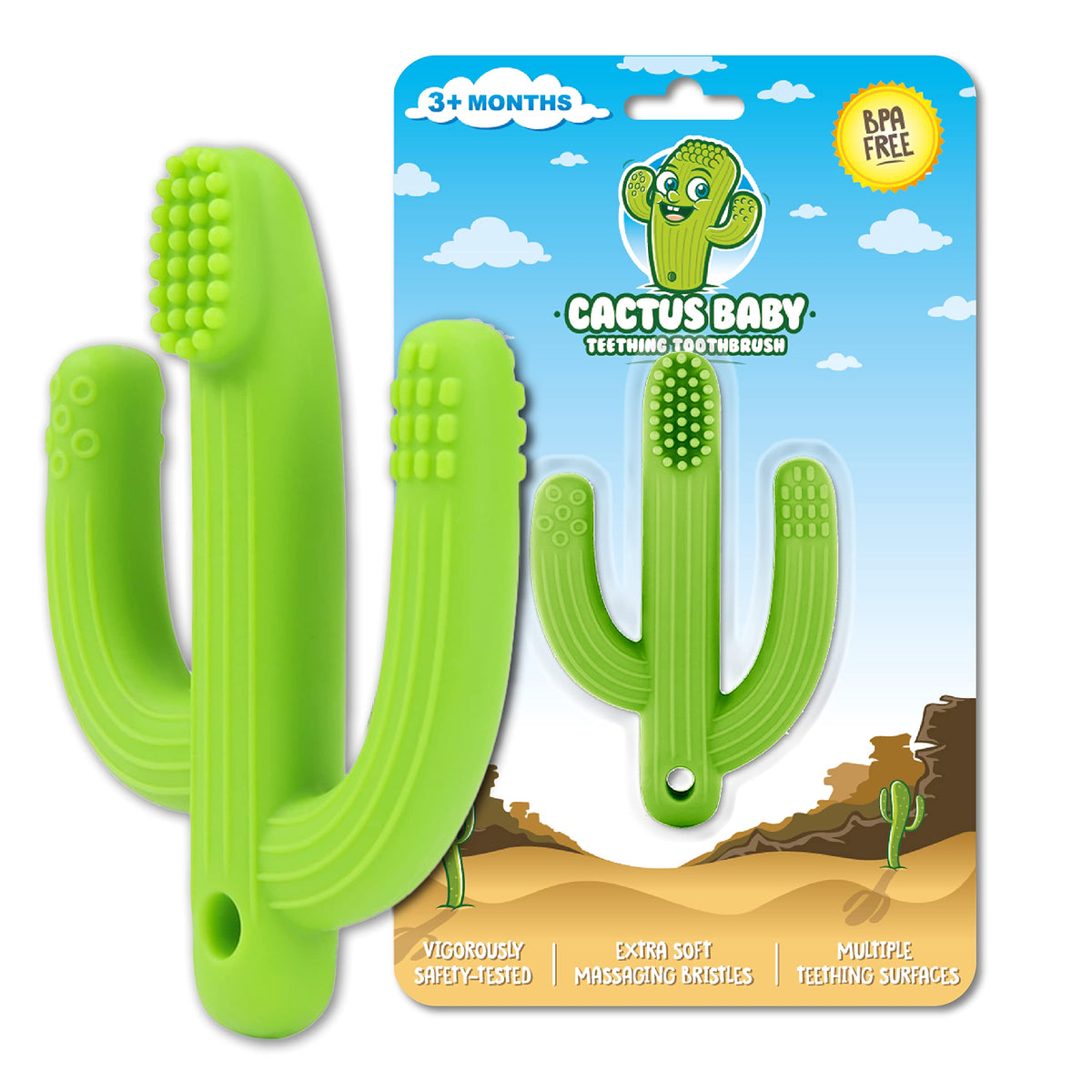 Cactus Silicone Baby Teether – Lime