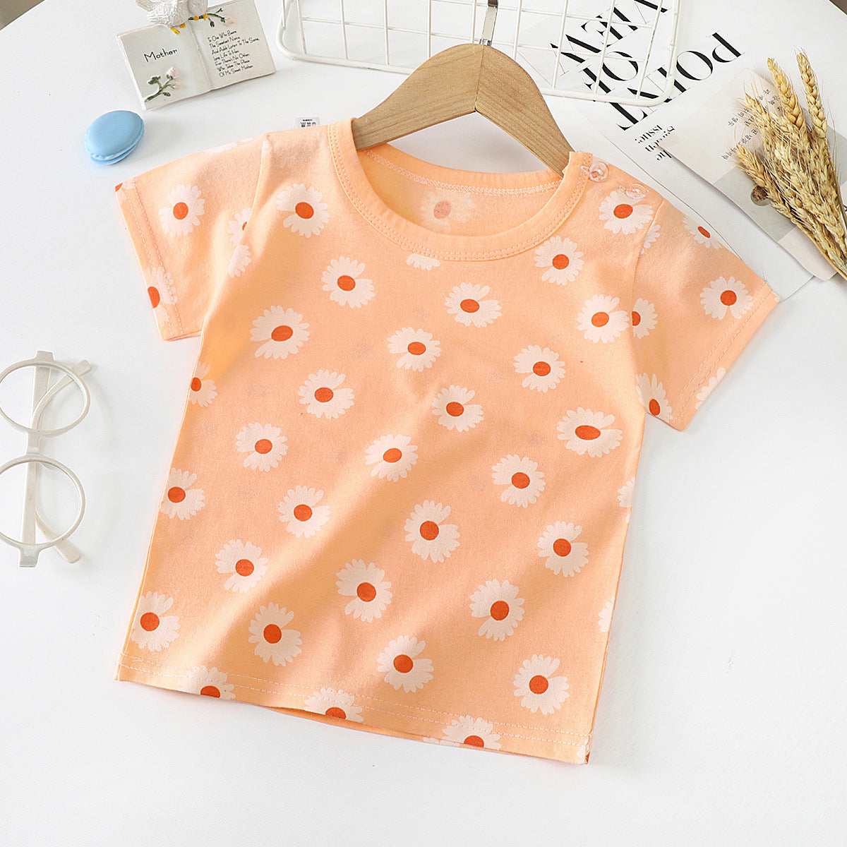 Cotton Short-Sleeved T-Shirt for Kids and Babies