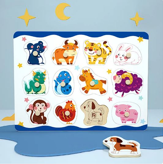 Wooden 3D Animal Puzzle Board