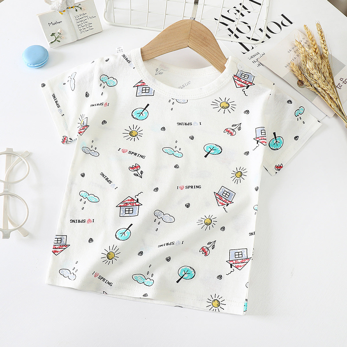 Cotton Short-Sleeved T-Shirt for Kids and Babies