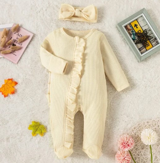 Ribbed Zip Footed Romper