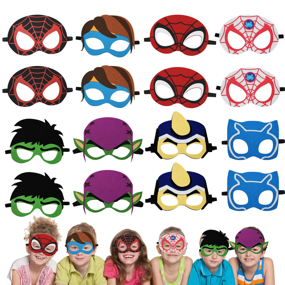 Kids' Superhero Party Masks (16 Pack)