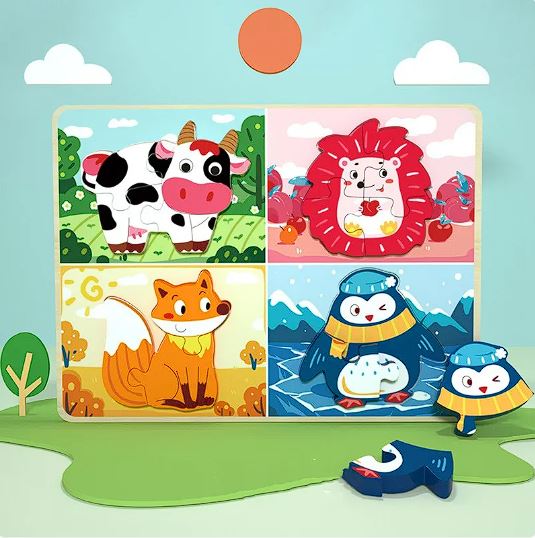 Wooden 3D Animal Puzzle Board