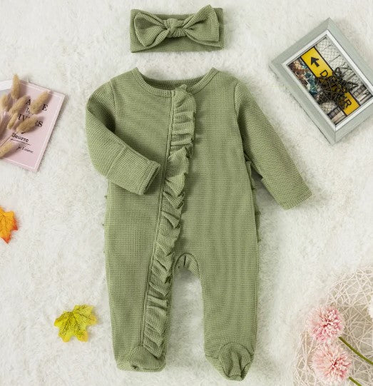 Ribbed Zip Footed Romper