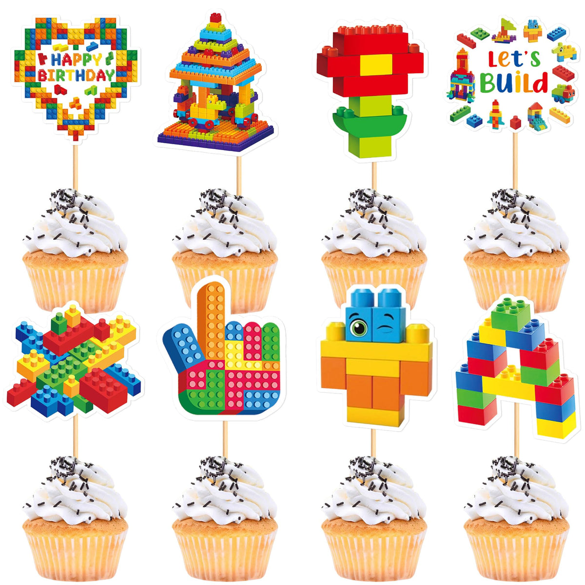 Building Block Cupcake Toppers (24 Pack)