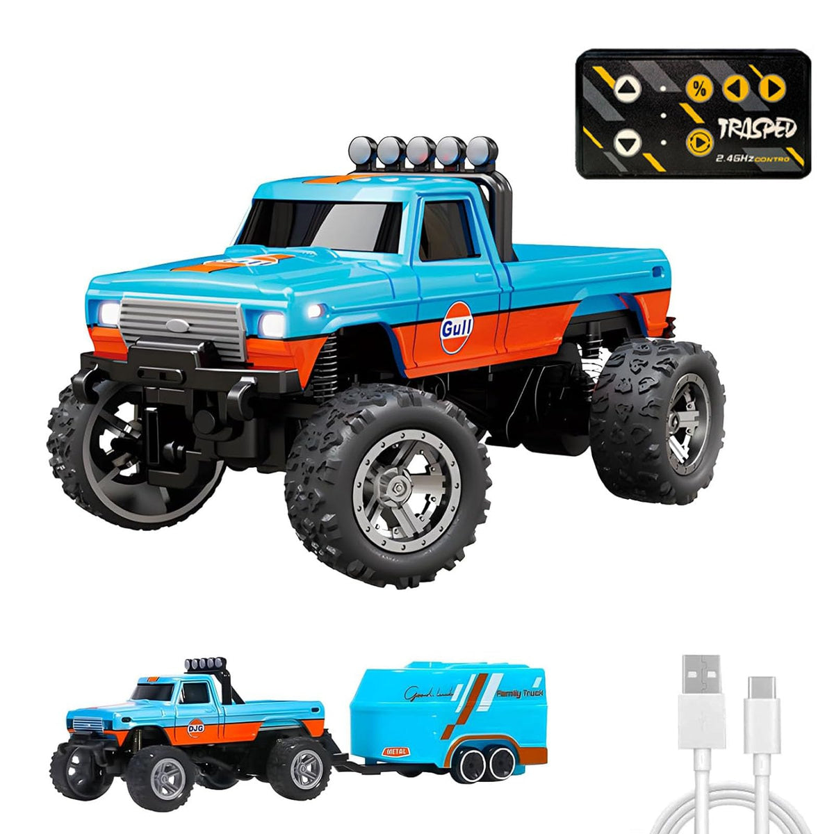 Mini RC Monster Truck with Trailer