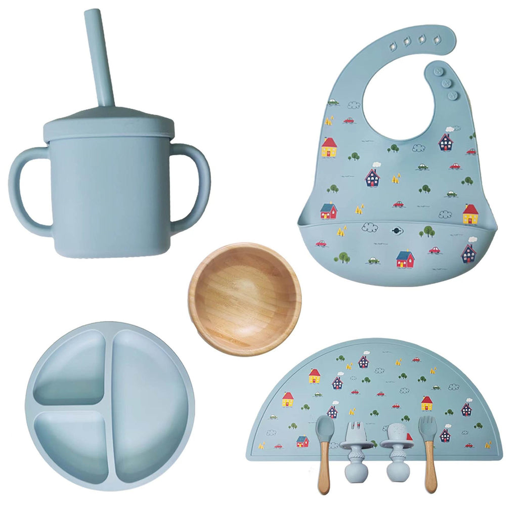 Silicone Baby Feeding Set – Sky Blue