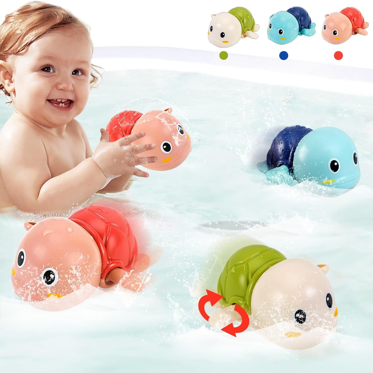 Wind-Up Swimming Turtle Bath Toys