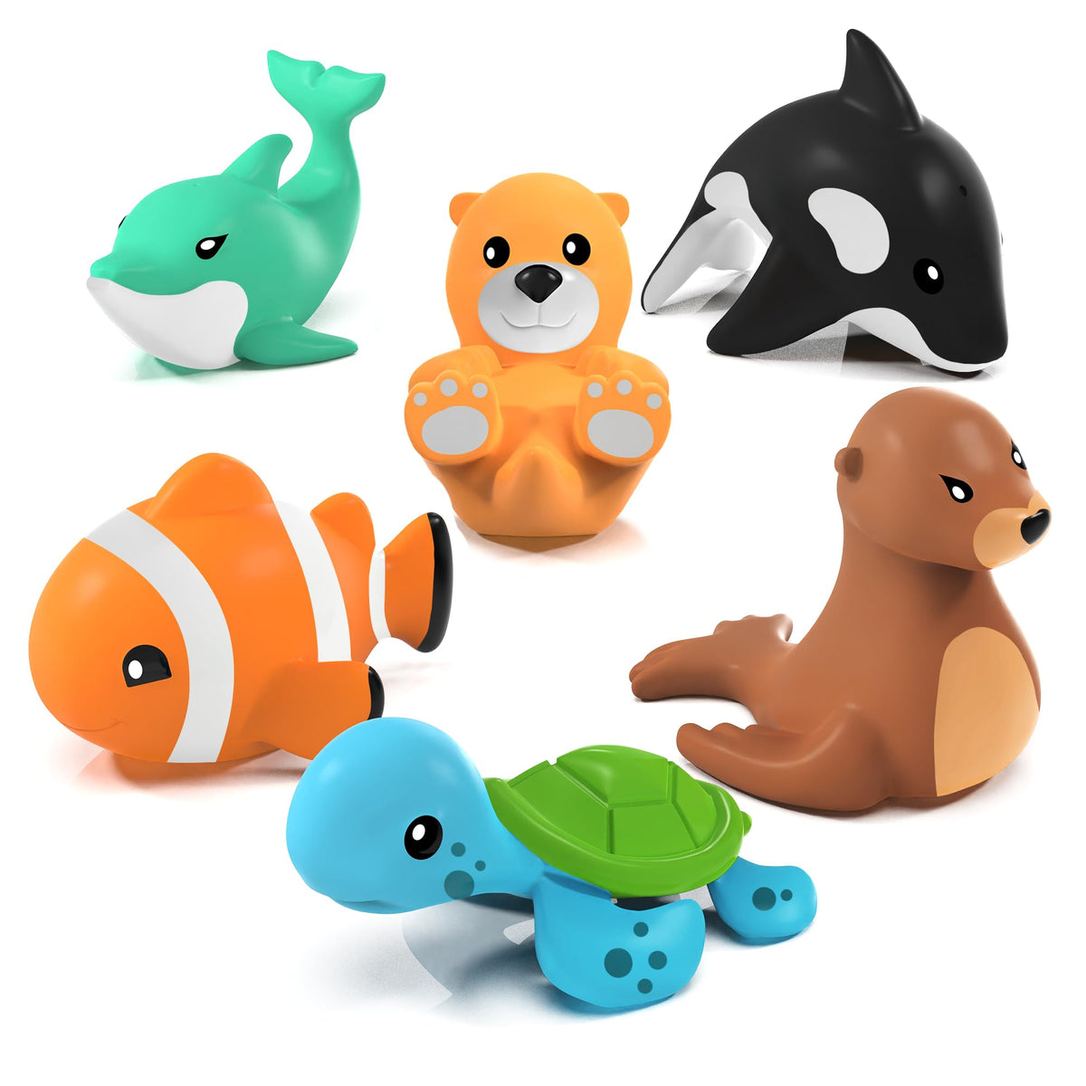 Mold-Free Sealed Bath Toys – Ocean Animals (6 Pack)