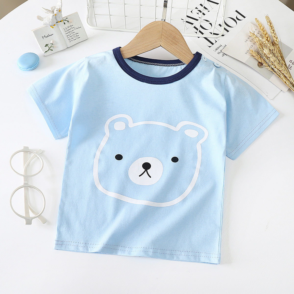 Cotton Short-Sleeved T-Shirt for Kids and Babies
