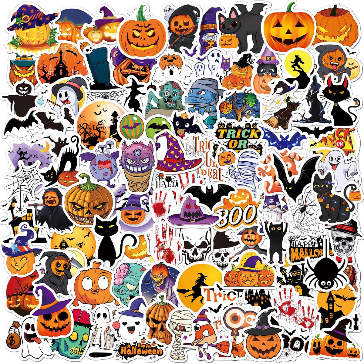 Halloween Pumpkin Stickers (100 Pack)