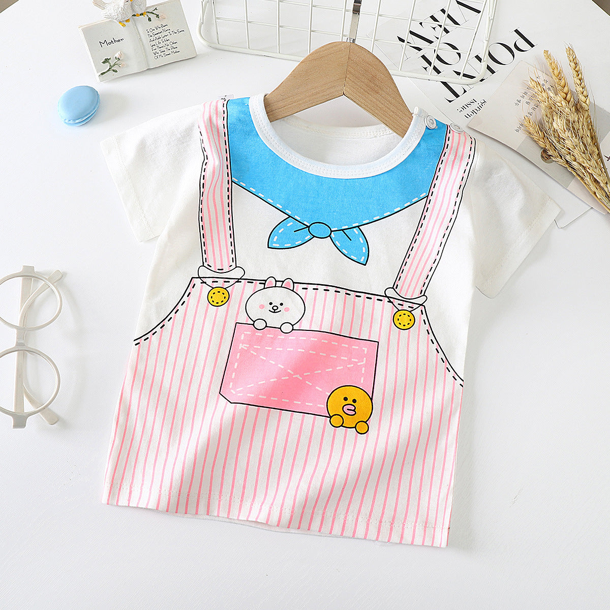 Cotton Short-Sleeved T-Shirt for Kids and Babies