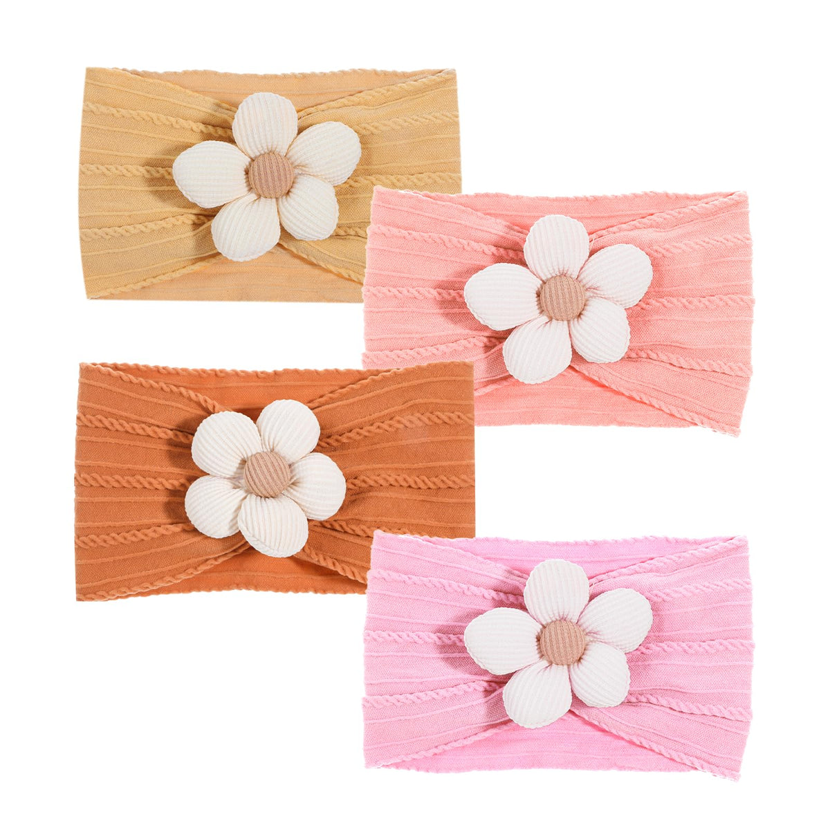 Lusofie 4PCS Baby Headband Nylon Baby Headband with Baby Bows Soft Stretchy New Baby Girl Baby headbands Hair Accessories for Newborn Infant Toddler Kids (Purple Pink Khaki Coffee)