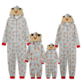 Hooded Christmas Print Family Jumpsuit – Grey