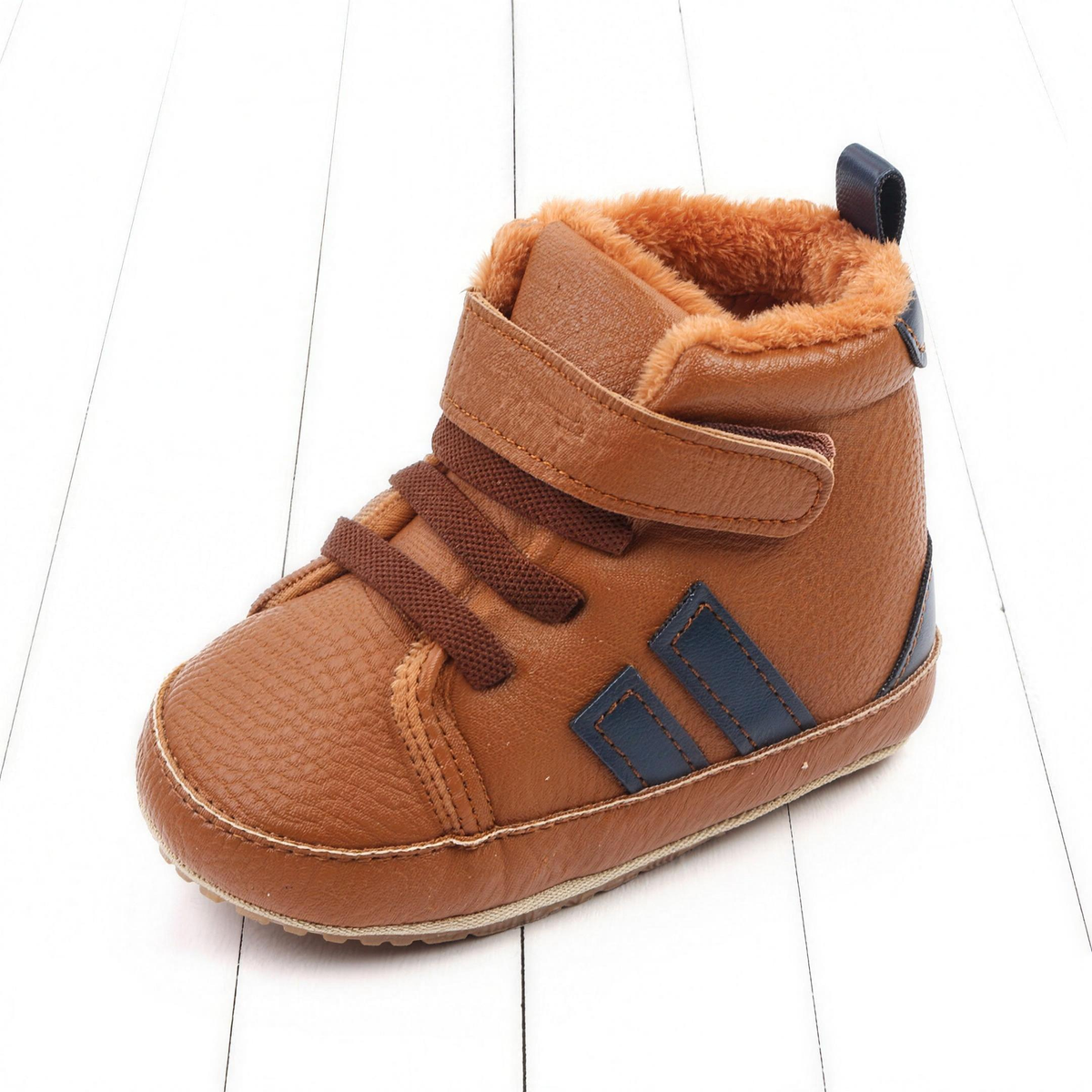 High-Top Soft-Sole Baby Sneakers – Brown