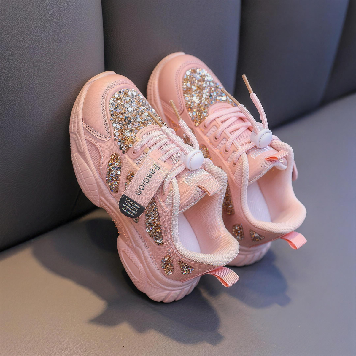 Kids' Breathable Mesh Sequin Sneakers – Pink