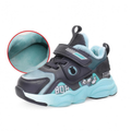 Kids' Plush-Lined Sneakers – Black & Aqua
